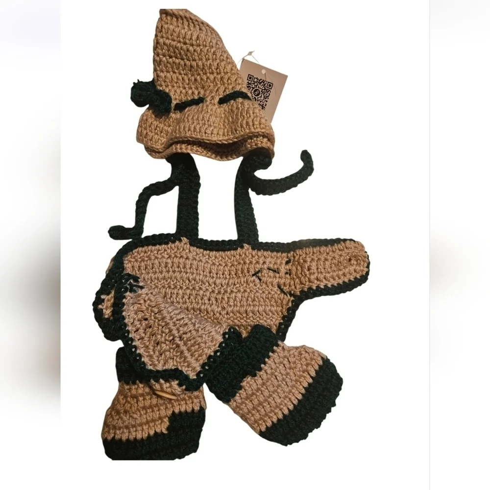 Hand Crafted Newborn 3-pc Set Crochet Photography props Hat diaper cover-up boot